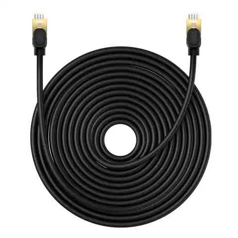 ⁨Kabel sieciowy LAN RJ45 Ethernet High Speed Cat.8 40Gbps 20m czarny⁩ w sklepie Wasserman.eu