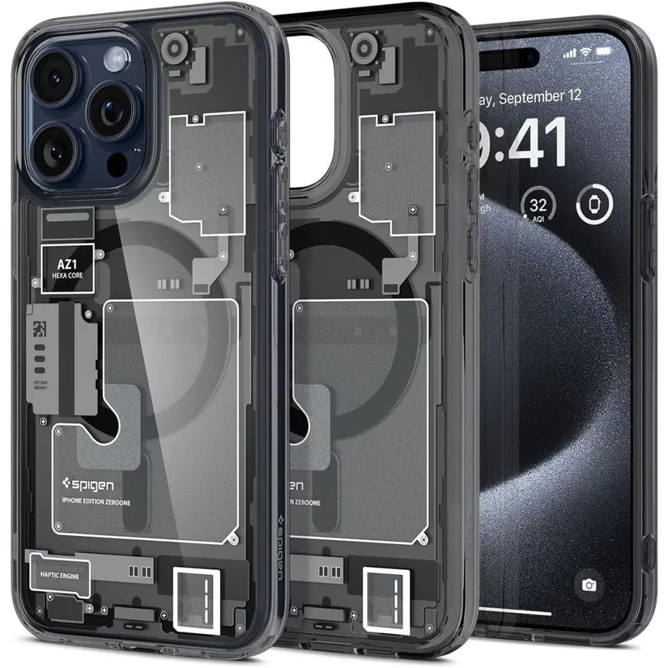 ⁨Etui Ultra Hybrid Mag z MagSafe na iPhone 15 Pro szaro-czarne⁩ w sklepie Wasserman.eu