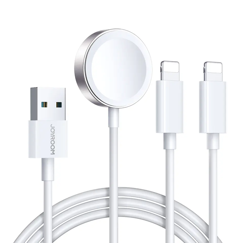 ⁨3w1 Kabel przewód USB-A z ładowarka indukcyjną + 2x iPhone Lightning 1.2m biały⁩ w sklepie Wasserman.eu