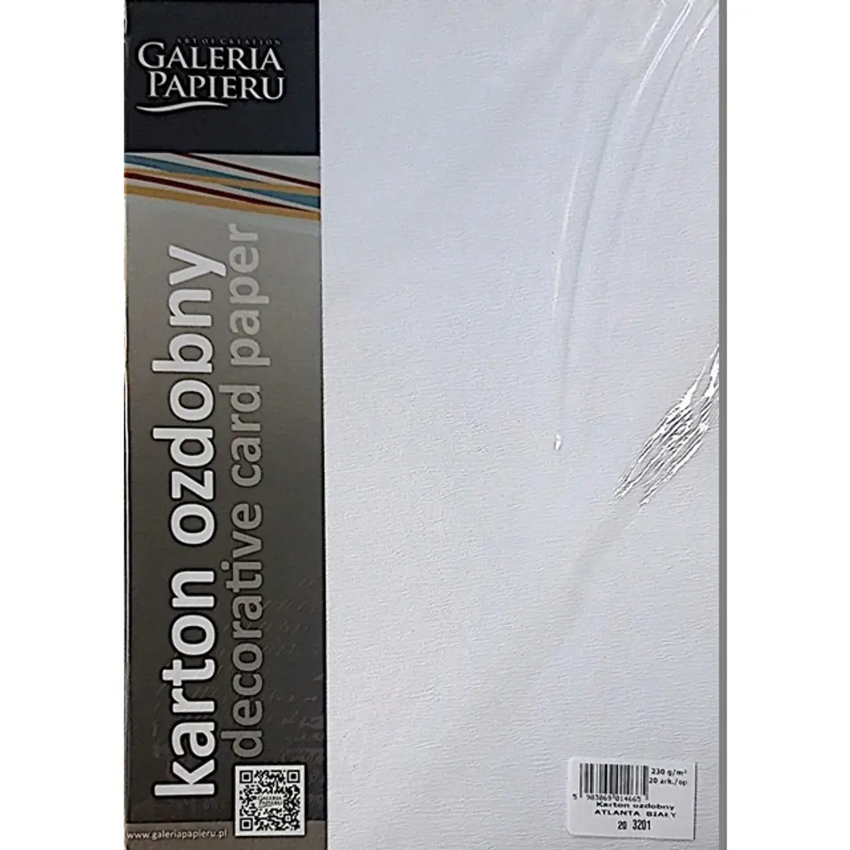 Karton ozdobny ATLANTA biały 230g. (20ark.) 203201 Galeria Papieru w sklepie Wasserman.eu