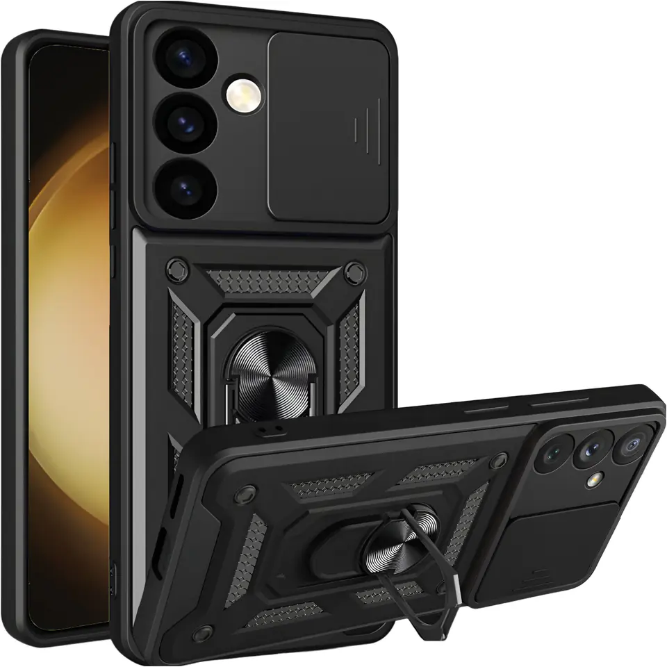 ⁨Etui do Samsung Galaxy S24 pancerne Slide Case Ring obudowa ochrona aparatu Camshield Alogy czarne⁩ w sklepie Wasserman.eu