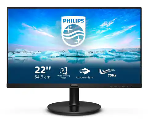 ⁨Philips V Line 222V8LA/00 computer monitor 54.6 cm (21.5") 1920 x 1080 pixels Full HD LCD Black⁩ at Wasserman.eu