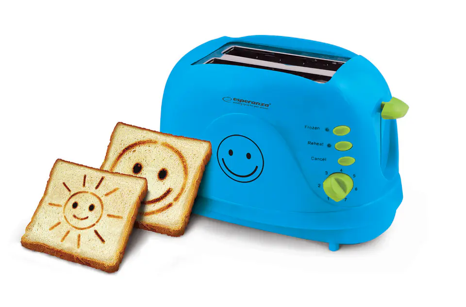 ⁨Toaster Esperanza Smiley EKT003B (750W; blue)⁩ at Wasserman.eu