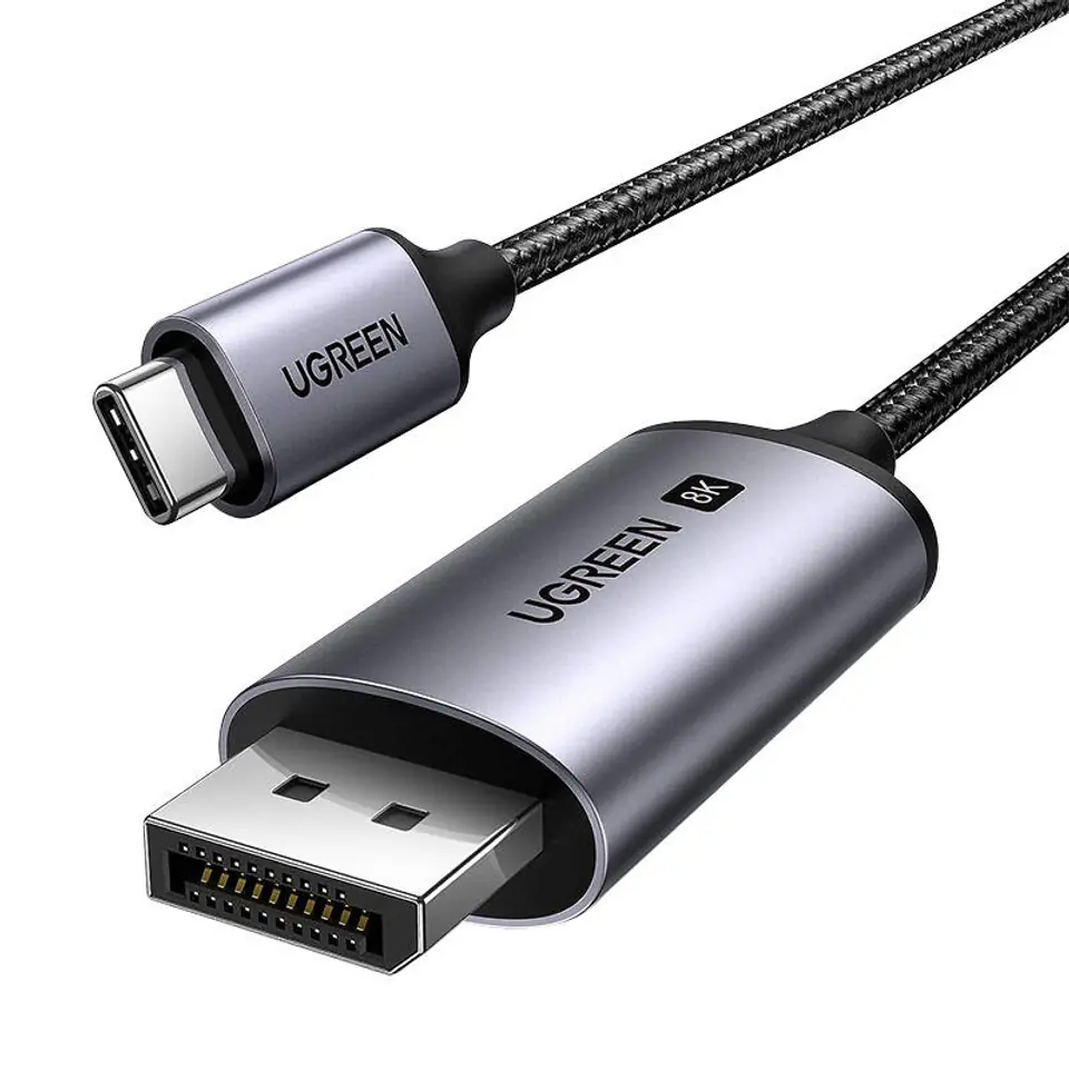 ⁨Kabel UGREEN CM556 USB-C do DisplayPort 8K 1m (czarny)⁩ w sklepie Wasserman.eu