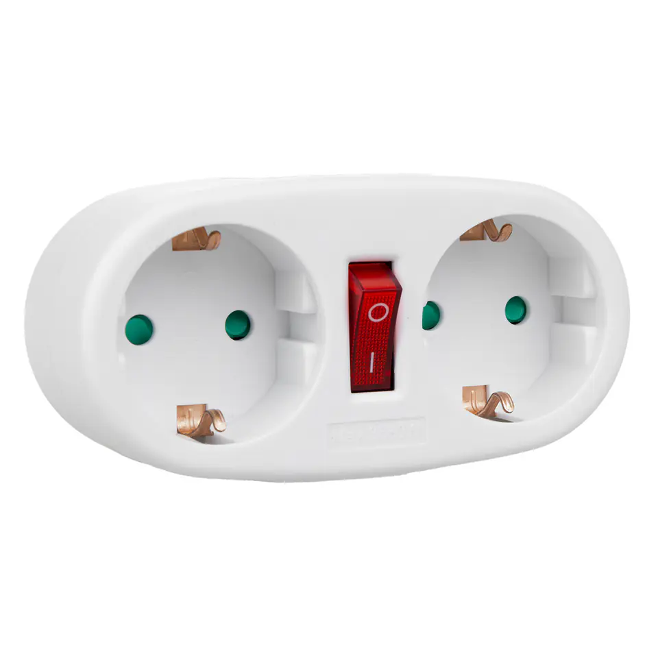 ⁨Gniazdko prądowe Maclean, rozgałęźnik z 2 gniazdami i wyłącznikiem, typu F, 2x16A, MCE338 F⁩ w sklepie Wasserman.eu