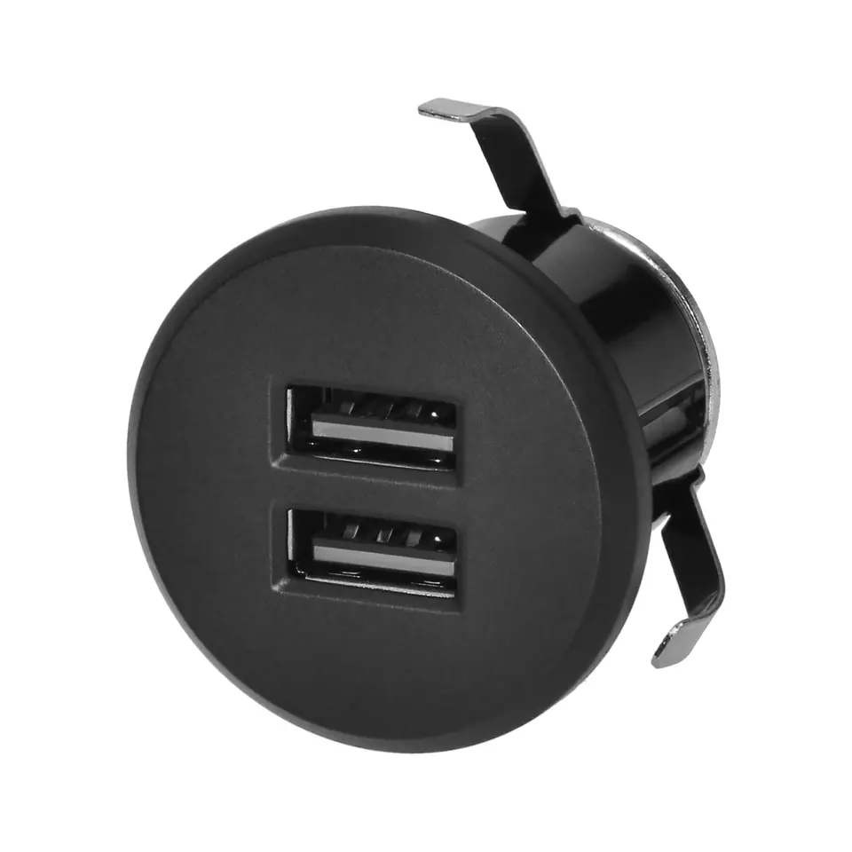 ⁨Ładowarka 2XUSB 3,4A, wpuszczana w blat, czarna⁩ w sklepie Wasserman.eu