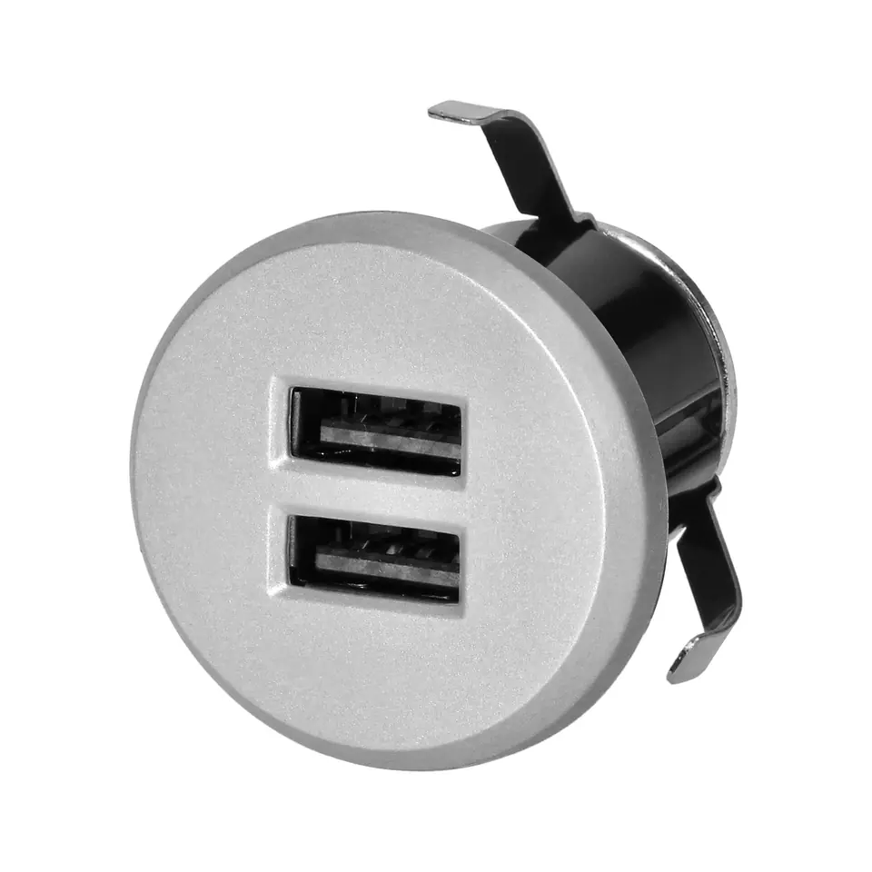 ⁨Ładowarka 2XUSB 3,4A, wpuszczana w blat, srebrna⁩ w sklepie Wasserman.eu
