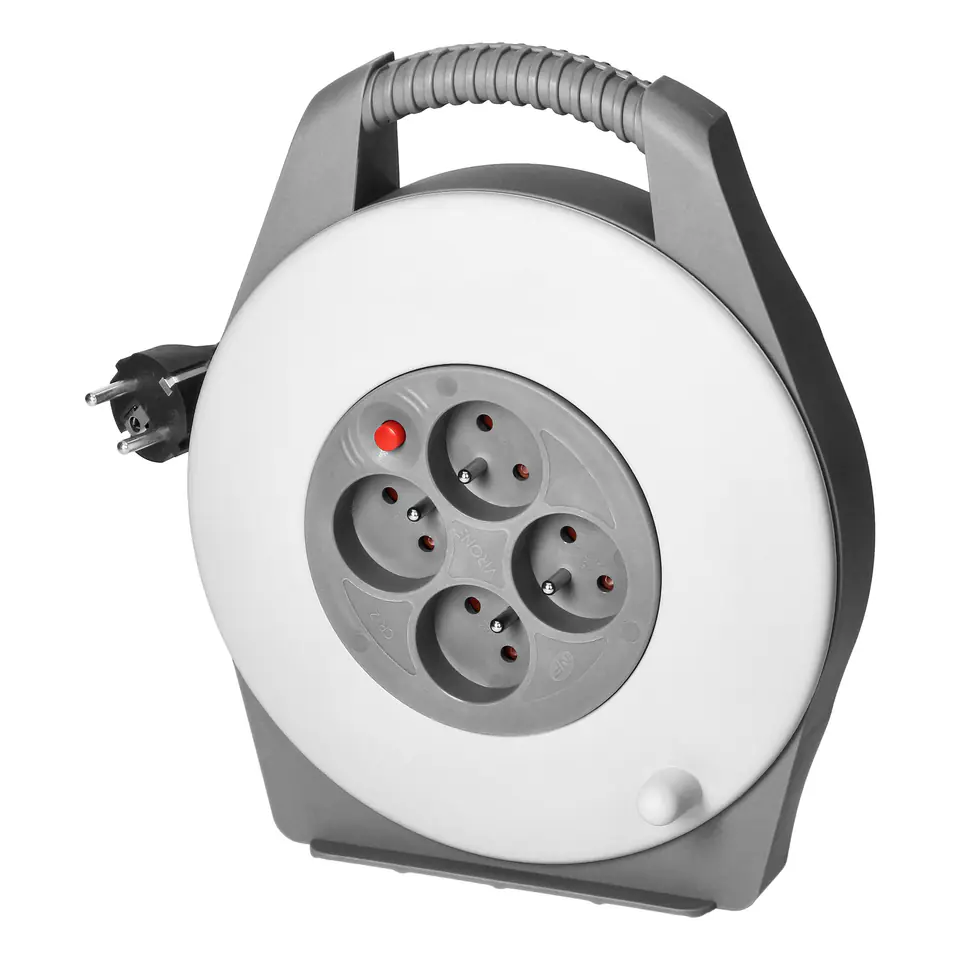 ⁨Przedłużacz bębnowy, 4 gniazda 2P+Z, kabel PVC H05VV-F 3x1mm2, długość 10m⁩ w sklepie Wasserman.eu