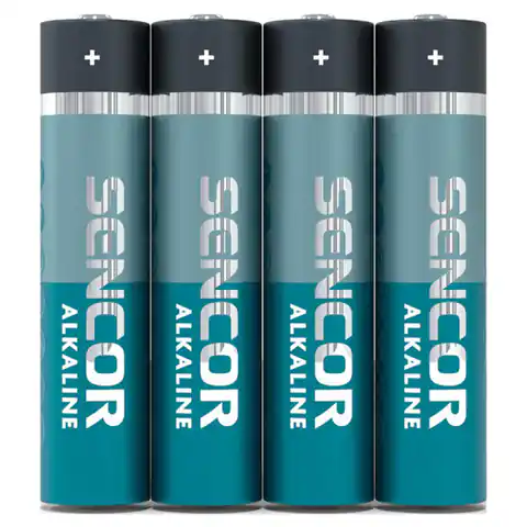 ⁨Bateria alkaliczna, AAA, 1.5V, Sencor, Folia, 4-pack⁩ w sklepie Wasserman.eu