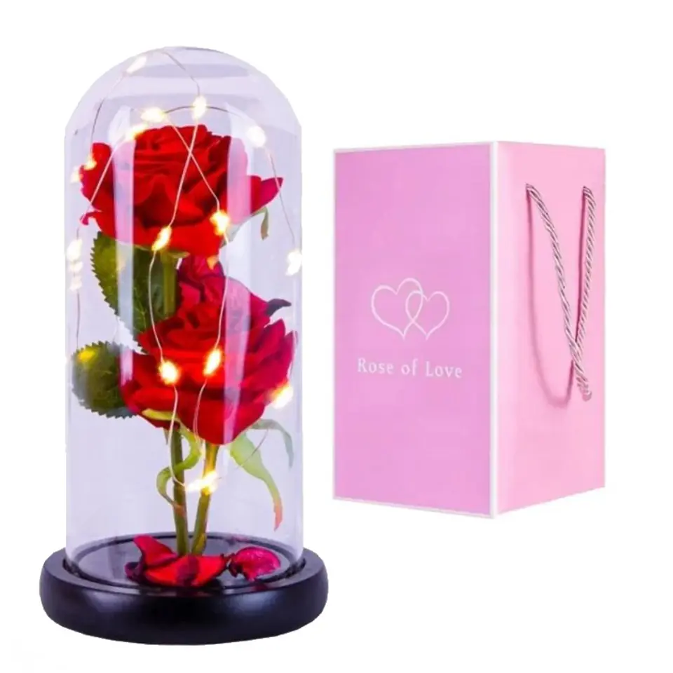 ⁨Kryształowa wieczna róża pod szklaną kopułą LED ROZ12⁩ w sklepie Wasserman.eu