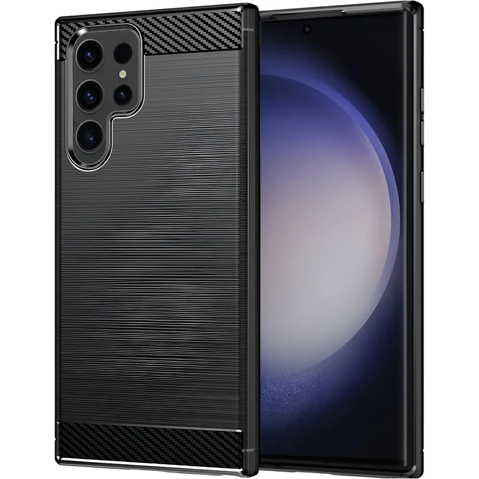⁨Etui do Samsung Galaxy S24 Ultra pancerne plecki obudowa na telefon case Alogy Carbon Silicone czarne⁩ w sklepie Wasserman.eu