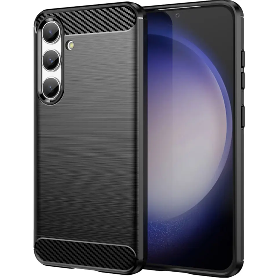 ⁨Etui do Samsung Galaxy S24+ Plus pancerne plecki obudowa na telefon case Alogy Carbon Silicone czarne⁩ w sklepie Wasserman.eu