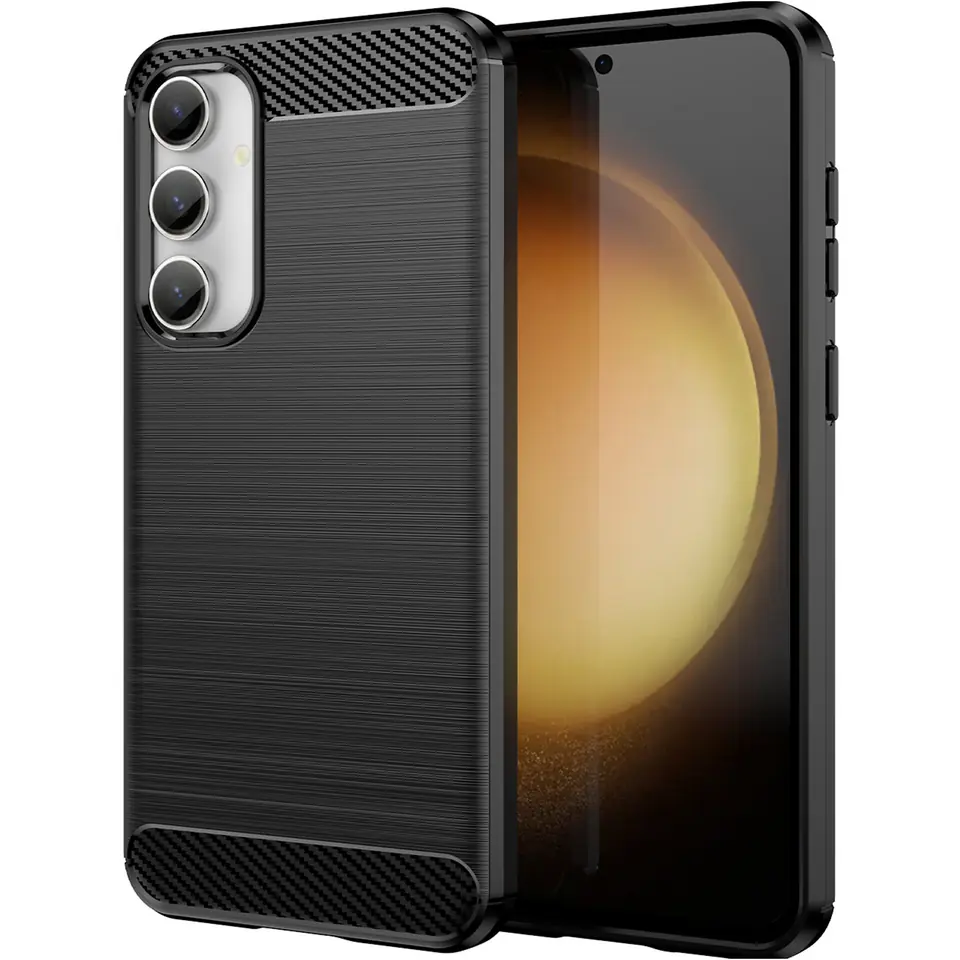 ⁨Etui do Samsung Galaxy S23 FE pancerne plecki obudowa na telefon case Alogy Carbon Silicone czarne⁩ w sklepie Wasserman.eu