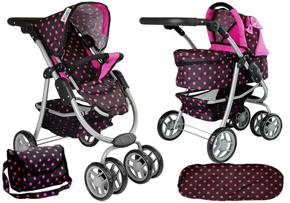 ⁨2-in-1 stroller with bag Carrycot black-pink 7706 Lean Toys⁩ at Wasserman.eu