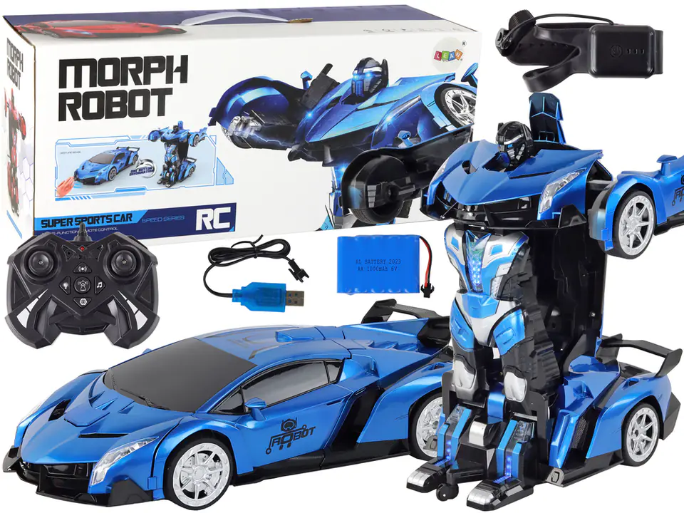 ⁨Samochód- Robot Transformacja R/C 1:10 Niebieski Sterowanie Gestami⁩ w sklepie Wasserman.eu