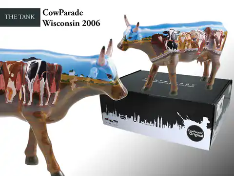 ⁨CowParade Wisconsin 2006, The Tank, autor: Larry Schultz.⁩ w sklepie Wasserman.eu
