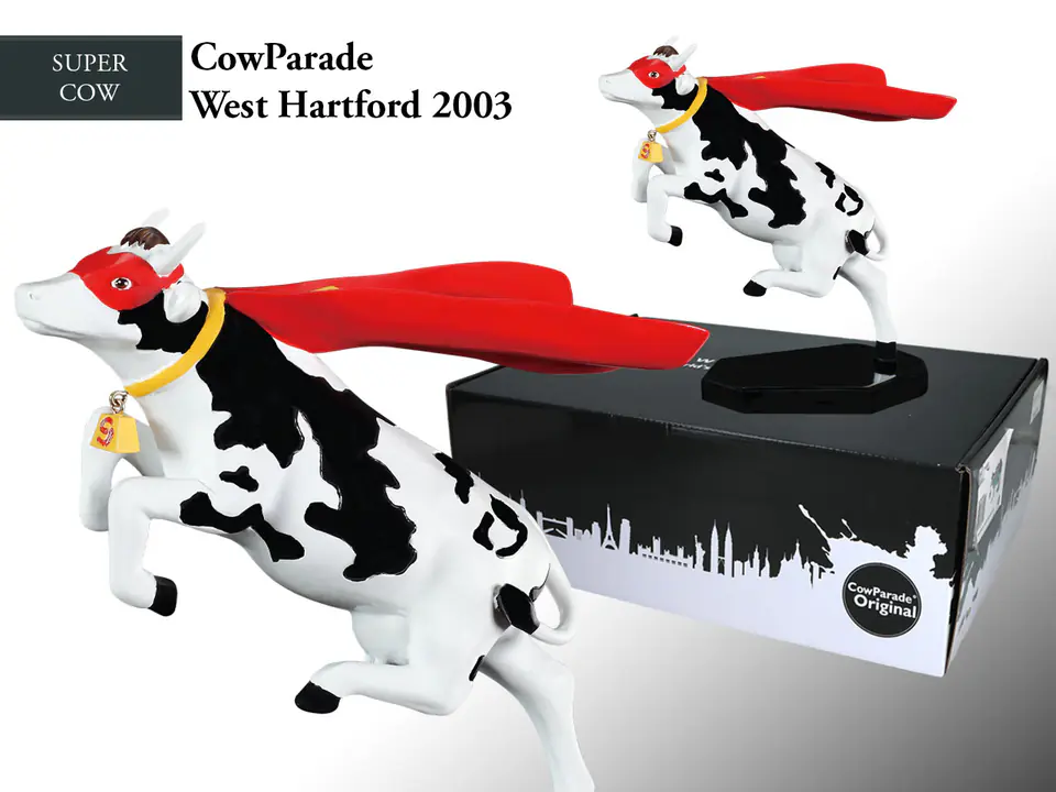 ⁨CowParade West Hartford 2003, Super Cow, autor: Tao LaBossiere⁩ w sklepie Wasserman.eu