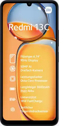 ⁨Smartfon Xiaomi Redmi 13C 4/128GB Czarny⁩ w sklepie Wasserman.eu