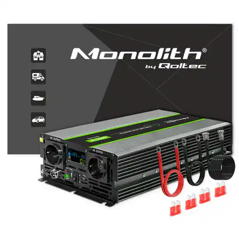 ⁨Qoltec Przetwornica napięcia Monolith | 3000W | 6000W | 24V na 230V | Czysty Sinus | LCD⁩ w sklepie Wasserman.eu