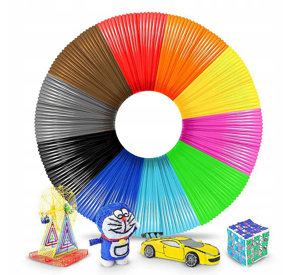 Wkłady PCL Długopis 3D Pen Zestaw 10 x Filamenty 5m kolor 1,75mm w sklepie Wasserman.eu