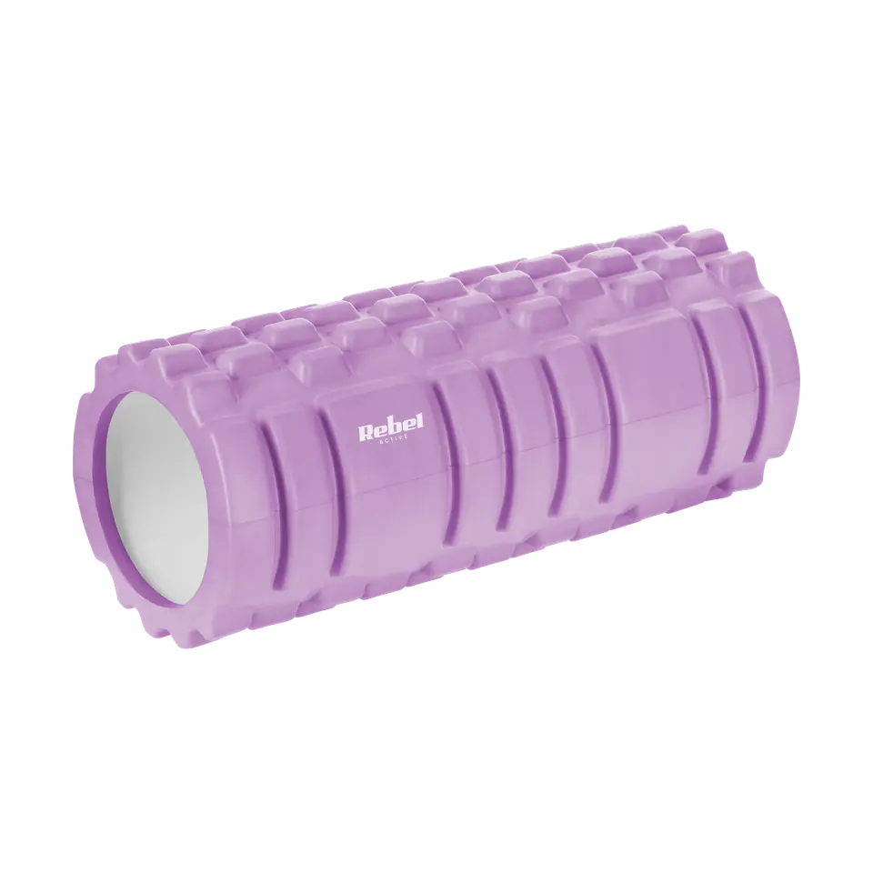 ⁨Wałek z wypustkami do masażu 14x33cm, kolor fioletowy, materiał EVA, REBEL ACTIVE⁩ w sklepie Wasserman.eu