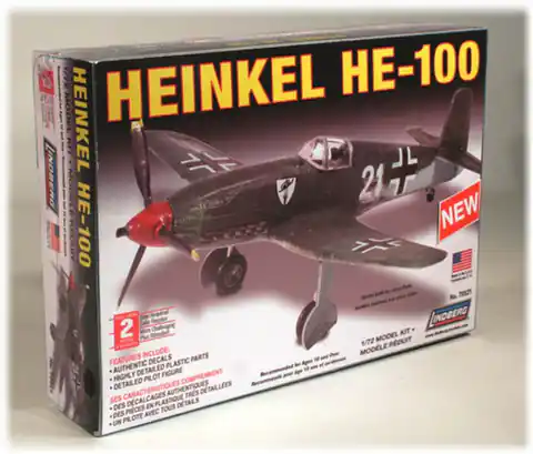 ⁨Plastic model for gluing Lindberg (USA) aircraft Heinkel HE-100⁩ at Wasserman.eu