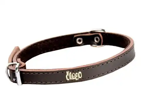⁨Dingo Leather collar lined with felt 1,0x27cm brown⁩ at Wasserman.eu