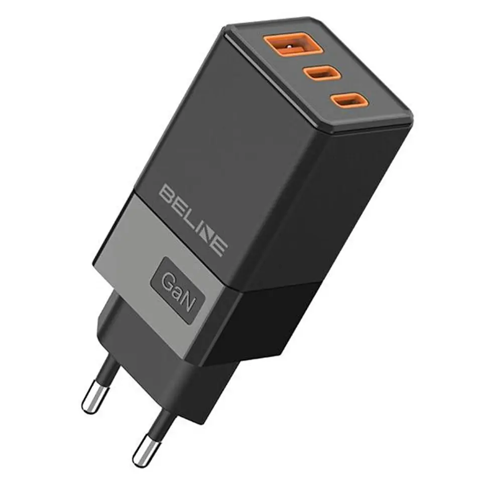 ⁨Beline 65W GaN Wall Charger 2xUSB-C PD 3.0 + 1xUSB-A QC 3.0 without cable - black⁩ at Wasserman.eu
