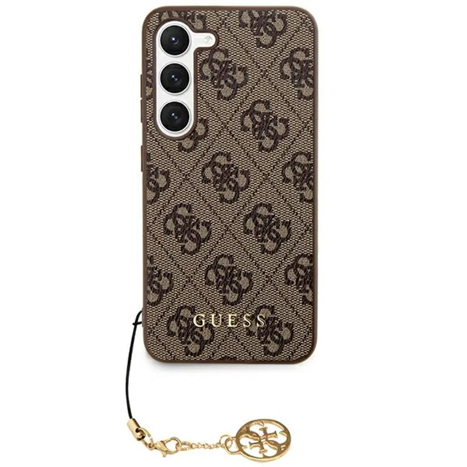 ⁨Guess GUHCS24SGF4GBR S24 S921 brązowy/brown hardcase 4G Charms Collection⁩ w sklepie Wasserman.eu