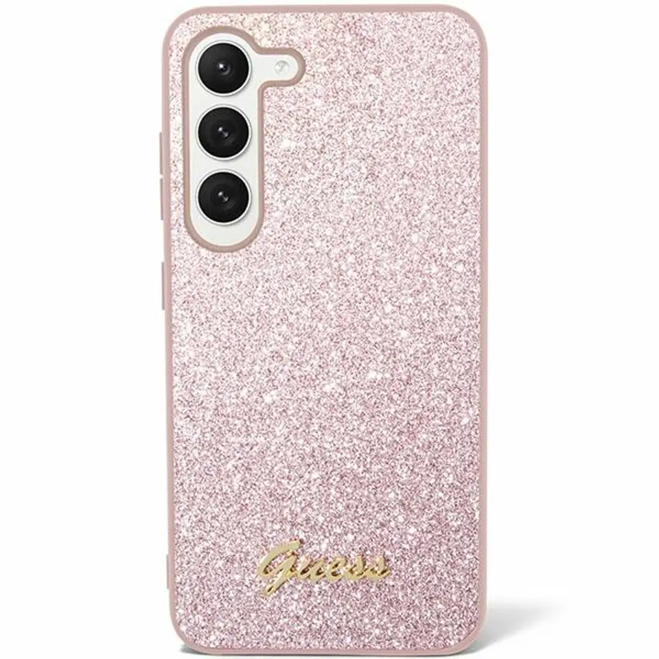 ⁨Guess GUHCS24SHGGSHP S24 S921 różowy/pink hardcase Glitter Script⁩ w sklepie Wasserman.eu