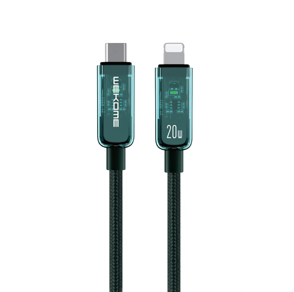 ⁨WEKOME WDC-181 Vanguard Series - Kabel połączeniowy USB-C do Lightning Super Fast Charging PD 20W 1.2 m (Zielony)⁩ w sklepie Wasserman.eu