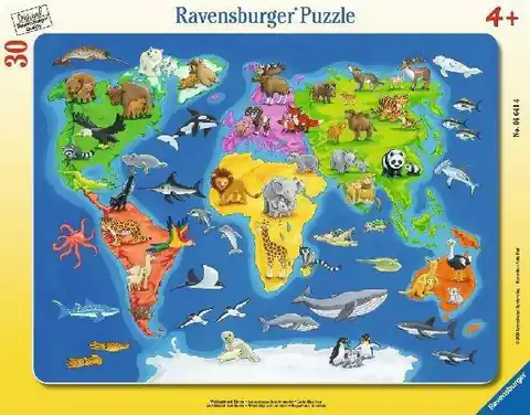 ⁨Puzzle 30 Mapa Świata zwierząt⁩ w sklepie Wasserman.eu
