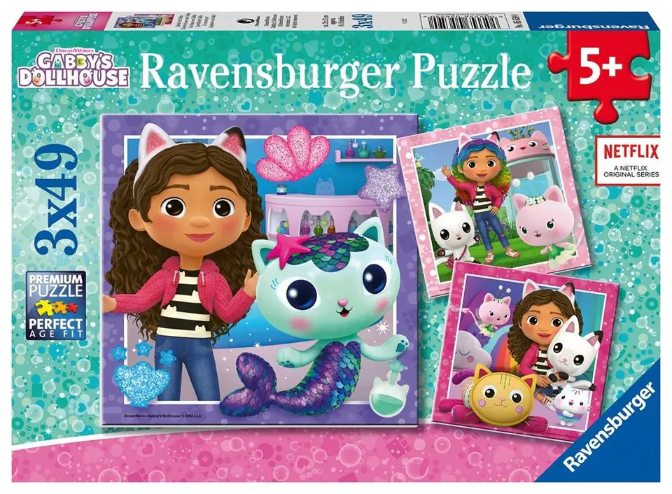 ⁨Puzzle dla dzieci 3x49 Koci Domek Gabi⁩ w sklepie Wasserman.eu