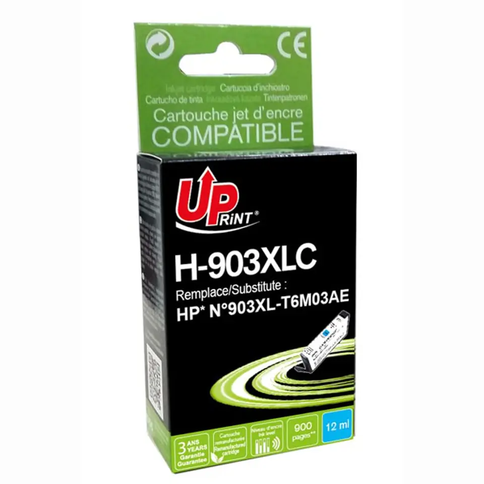 ⁨UPrint kompatybilny ink / tusz z T6M03AE, HP 903XL, H-903XLC, cyan, 900s, 12ml, high capacity⁩ w sklepie Wasserman.eu
