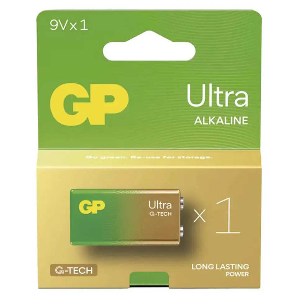 ⁨Bateria alkaliczna, R61, R61, 9V, GP, folia, 1-pack, ULTRA⁩ w sklepie Wasserman.eu