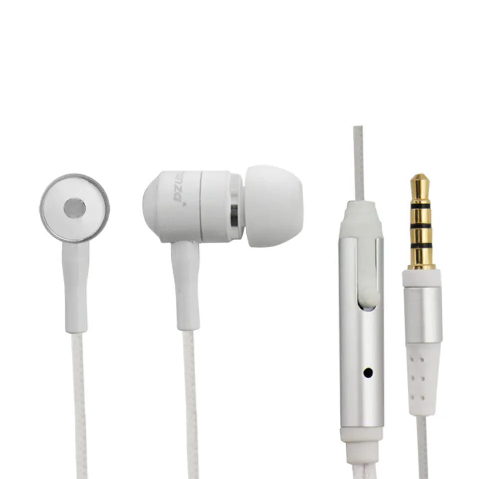 ⁨stereo earphones with microphone mobile white⁩ at Wasserman.eu