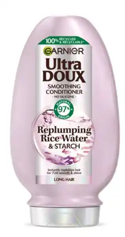 ⁨GARNIER Ultra Doux Odżywka do włosów długich Replumping Rise Water & Starch (woda ryżowa i skrobia) 200ml⁩ w sklepie Wasserman.eu