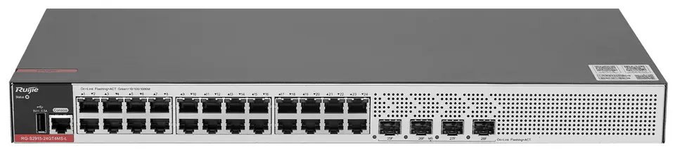 ⁨Ruijie Managed Switch | L2+ | 24 x 1Gbit ports + 4 x 2.5Gbit SFP ports | 1 built-in AC adapter | Rack⁩ at Wasserman.eu