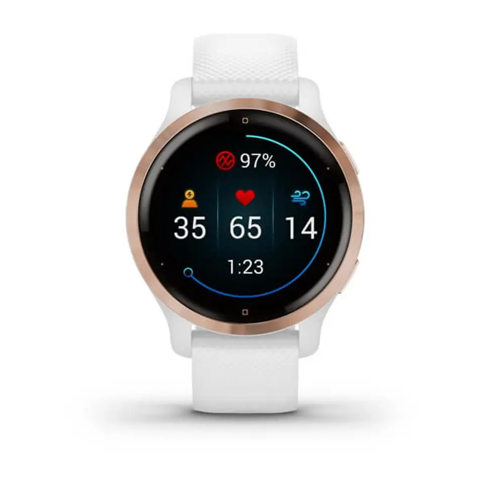 Zegarek Garmin Venu 2S (40 mm) Rose Gold Stainless Steel Bezel / White Case / Silicone Band w sklepie Wasserman.eu