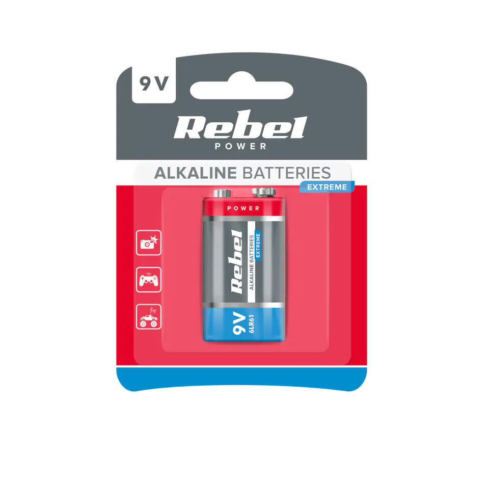 ⁨Bateria alkaliczna REBEL EXTREME 9V 6LR6⁩ w sklepie Wasserman.eu