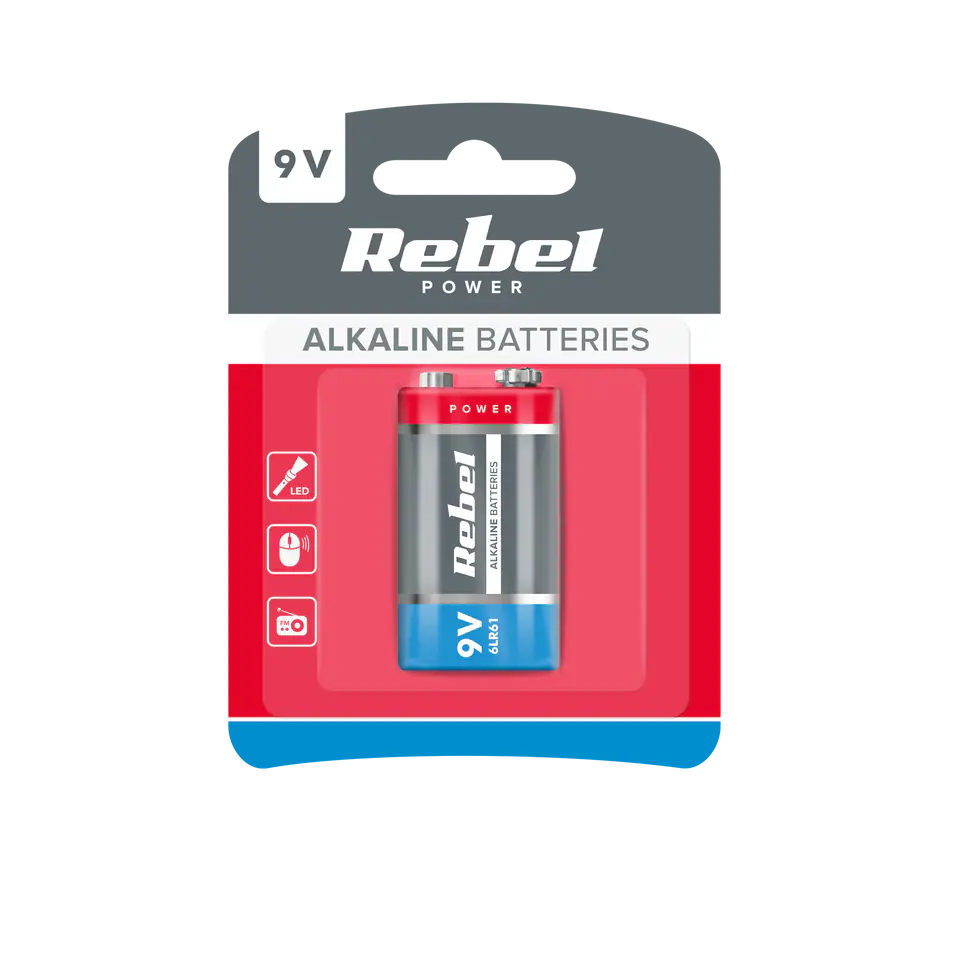 ⁨Baterie alkaliczne REBEL 9V 6LR61⁩ w sklepie Wasserman.eu