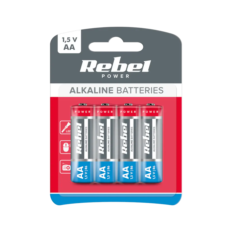 ⁨Rebel LR6 alkaline batteries 4 pcs/bl.⁩ at Wasserman.eu