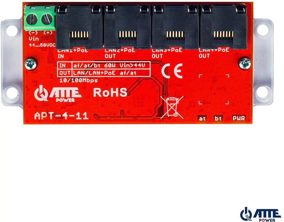 ATTE APT-4-11 Switch PoE 4 portowy 10/100Mbps, extender w sklepie Wasserman.eu