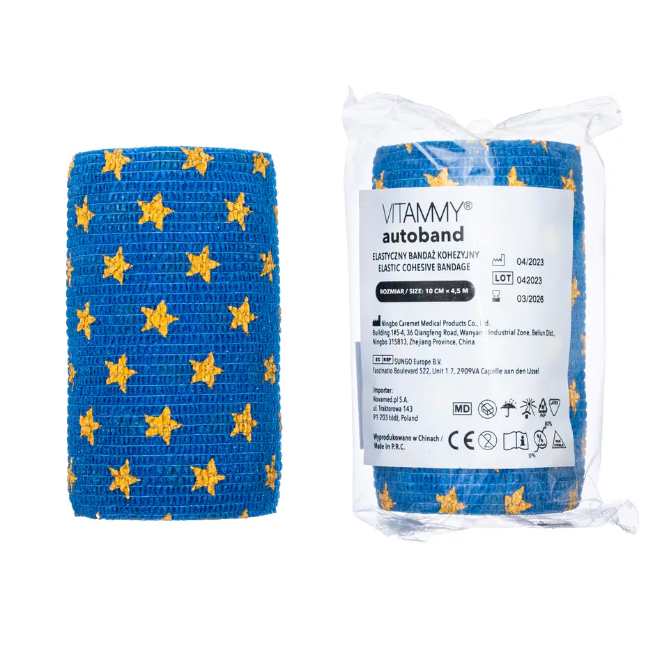 ⁨VITAMMY AUTOBAND GWIAZDKI 10cm x 450cm Elastyczny bandaż kohezyjny samoprzylepny⁩ w sklepie Wasserman.eu