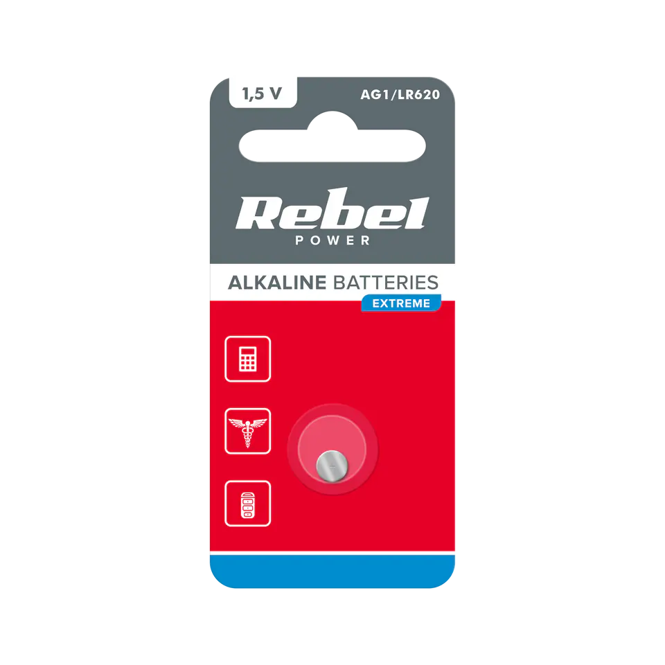 ⁨Battery REBEL EXTREME AG1 1pcs/blist.⁩ at Wasserman.eu