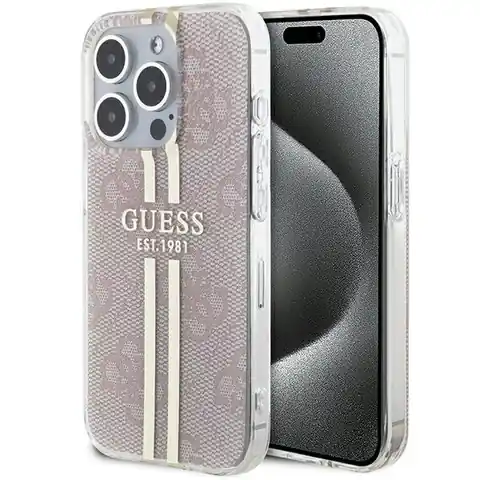 ⁨Guess GUHCP14XH4PSEGP iPhone 14 Pro Max 6.7" różowy/pink hardcase IML 4G Gold Stripe⁩ w sklepie Wasserman.eu