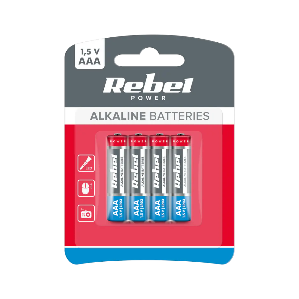 ⁨Baterie alkaliczne REBEL LR03 4szt/bl.⁩ w sklepie Wasserman.eu