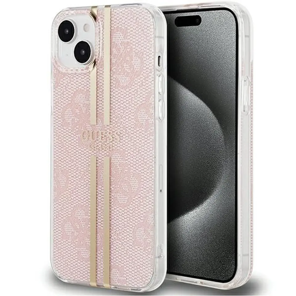 ⁨Guess GUHCP15MH4PSEGP iPhone 15 Plus / 14 Plus 6.7" różowy/pink hardcase IML 4G Gold Stripe⁩ w sklepie Wasserman.eu