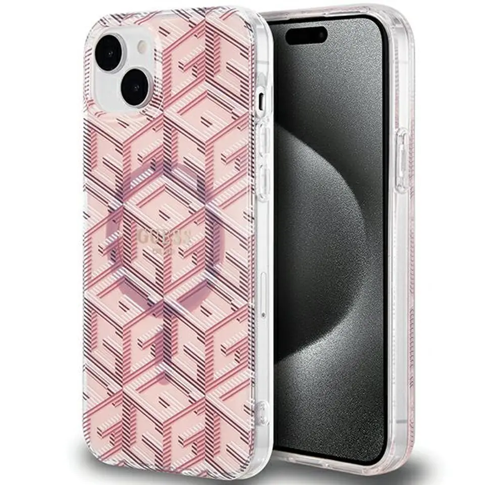 ⁨Guess GUHMP15MHGCUSTGP iPhone 15 Plus / 14 Plus 6.7" różowy/pink hardcase IML GCube MagSafe⁩ w sklepie Wasserman.eu