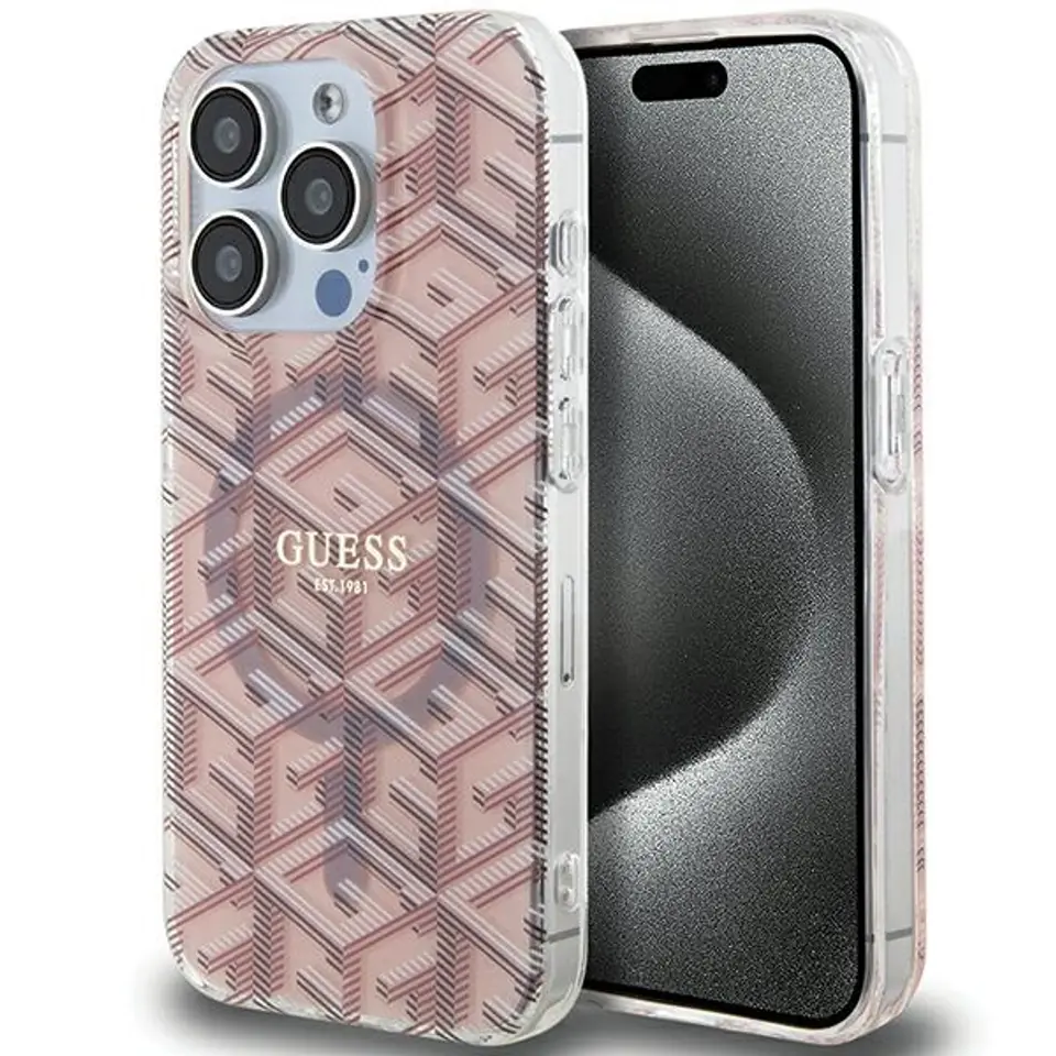 ⁨Guess GUHMP15XHGCUSTGP iPhone 15 Pro Max 6.7" różowy/pink hardcase IML GCube MagSafe⁩ w sklepie Wasserman.eu